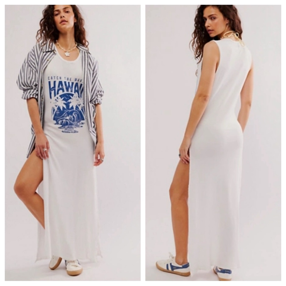 NEW Free People x Vintage Souls Catch The Wave Hawaii tunic maxi dress Medium